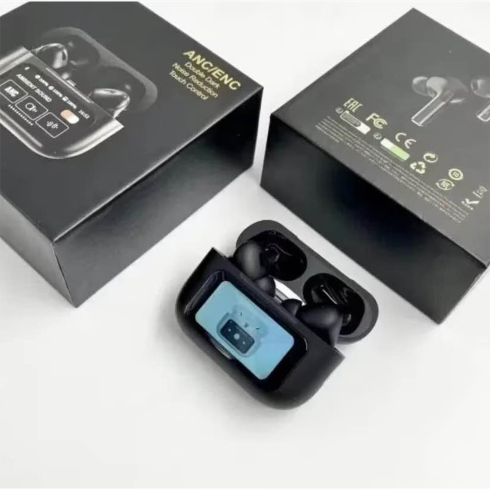 Airpods A9 Pro ANC Touch Screen Display Earbuds - Black