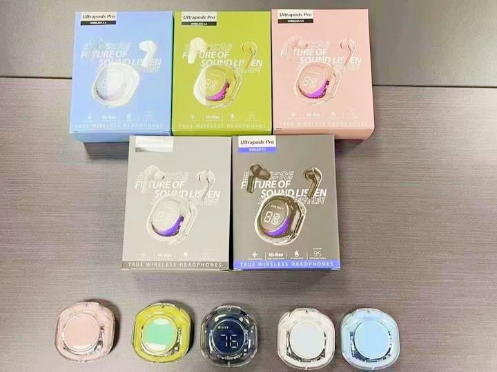 Ultra Pods Pro Bluetooth Earbuds With Display Transparent