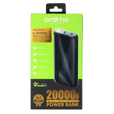 Oraimo OPB-P204D 15W 20000mAh Dual USB Output 2.1A Fast Charging Power Bank- Black
