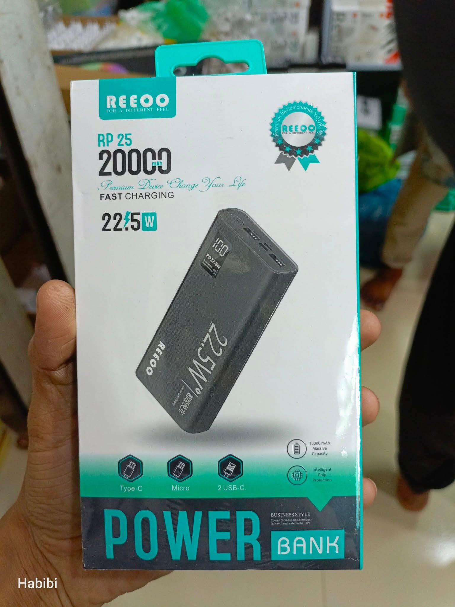 Reeoo RP25 20000mAh 22.5W Super Fast Charging Power Bank