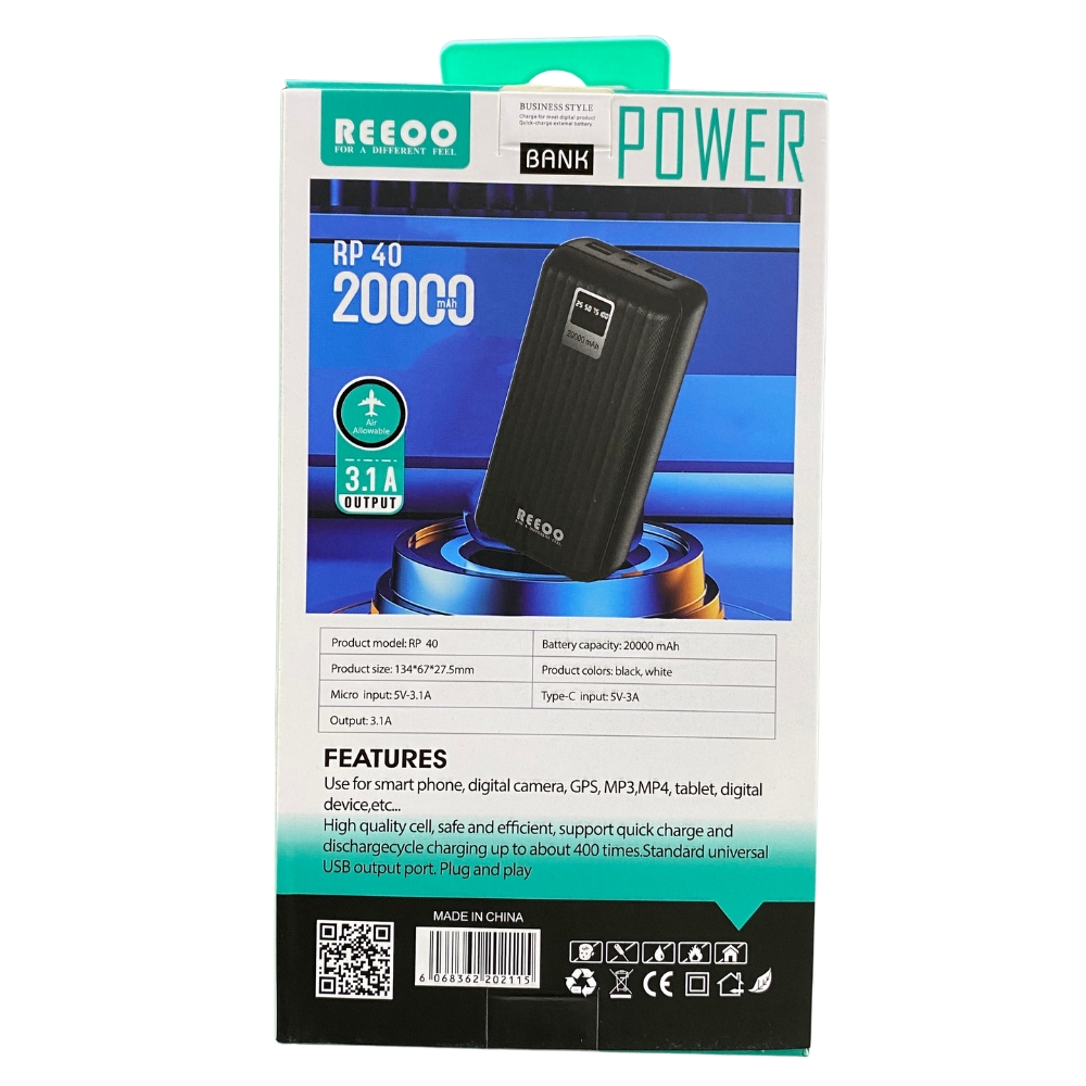 Reeoo 20000 Mah Power Bank Rp 40