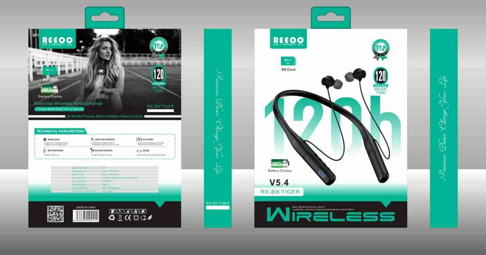 Reeoo 120H Wireless Neckband - Rx Bn Tiger