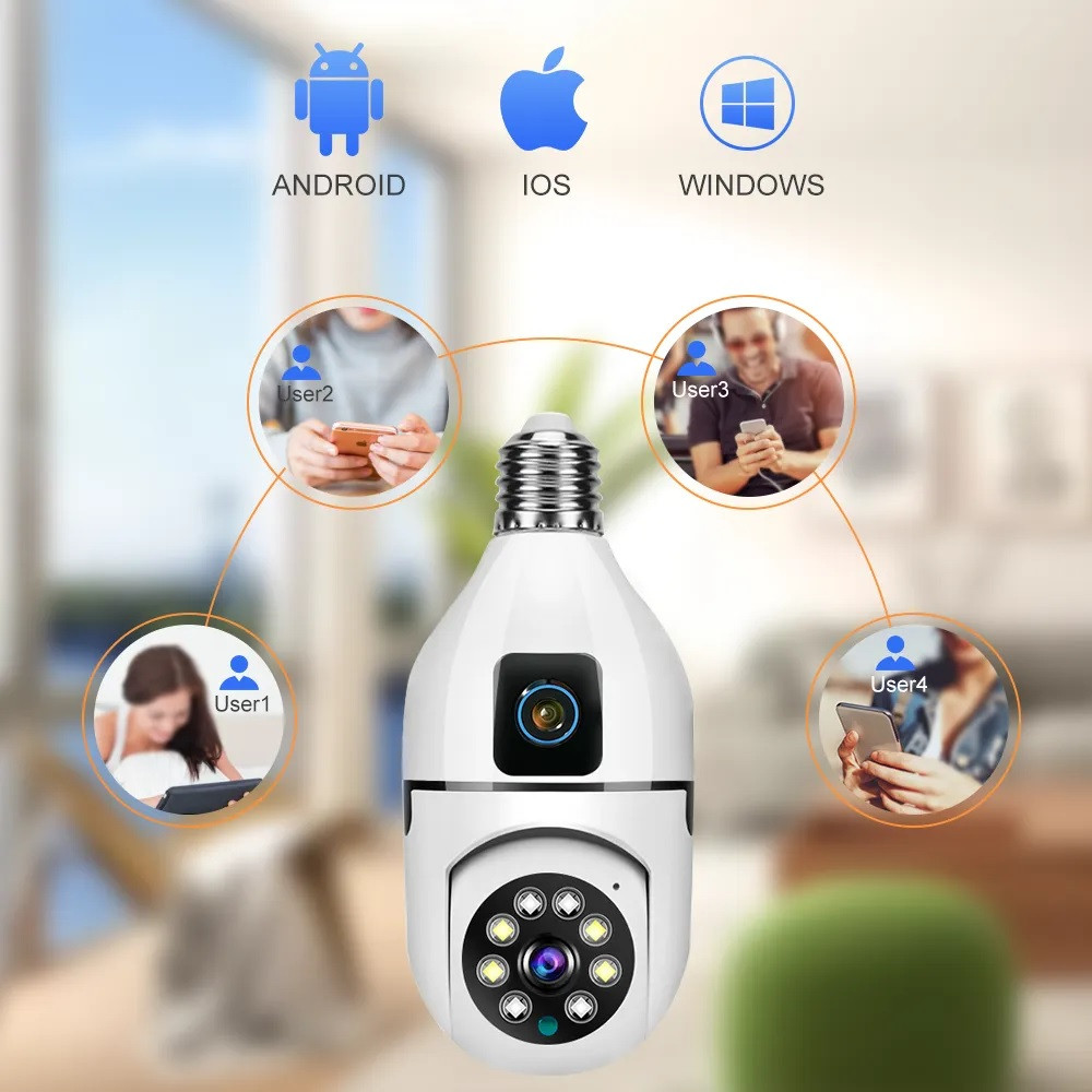 V380 Pro Dual Lens E27 Bulb Wi-Fi Camera