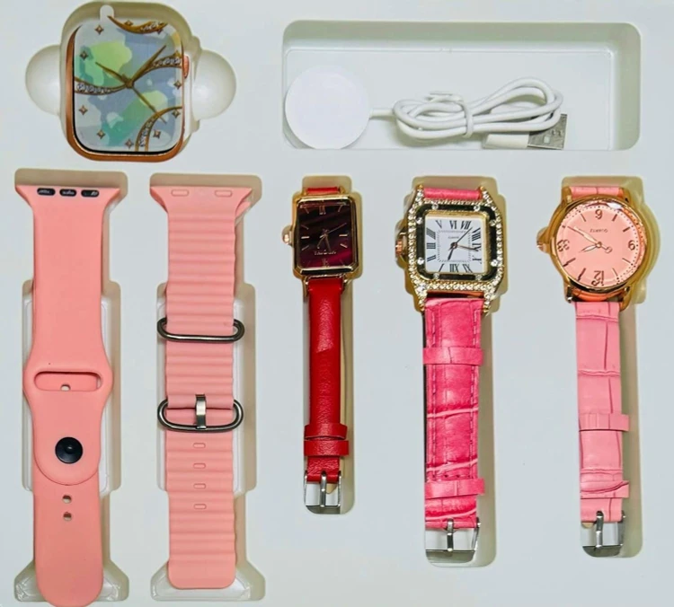 Smartwatch Luxury I-530 Mini Smart Watch For Ladies, 3 Leather Analog Watch, Smartwatch, 2 Extra Straps