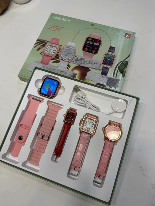 Smartwatch Luxury I-530 Mini Smart Watch For Ladies, 3 Leather Analog Watch, Smartwatch, 2 Extra Straps