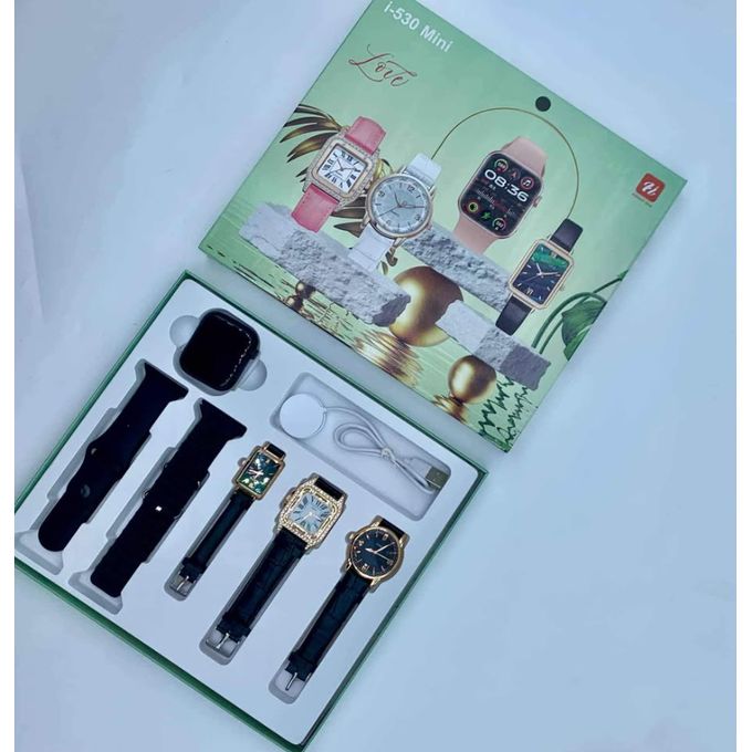 Smartwatch Luxury I-530 Mini Smart Watch For Ladies, 3 Leather Analog Watch, Smartwatch, 2 Extra Straps