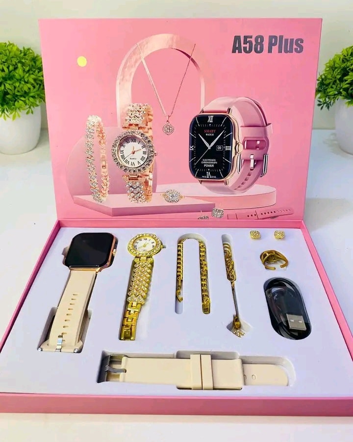A58 Smart Watch & Jewellery Combo
