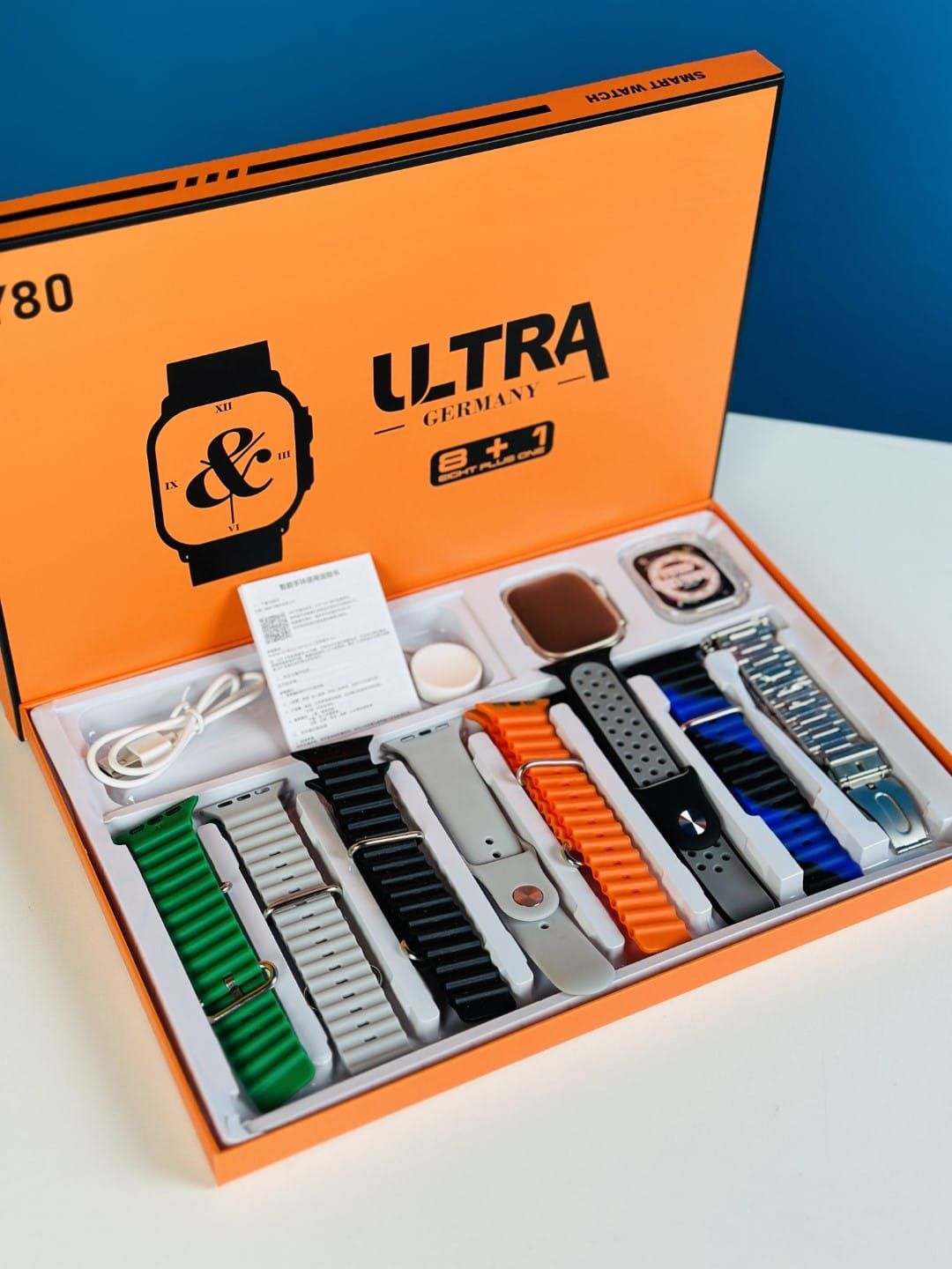 Y80 Ultra Smartwatch With 8 Strap