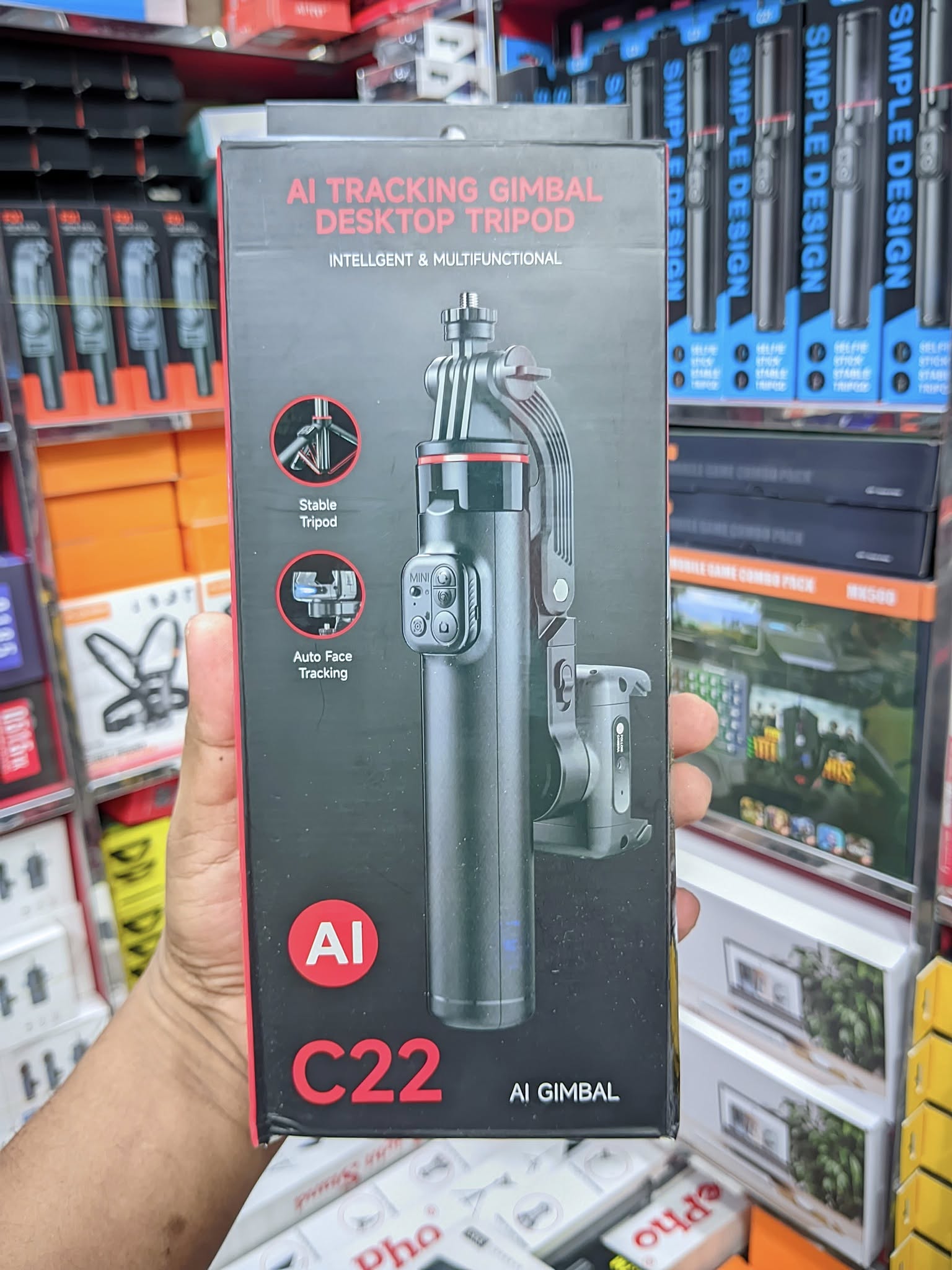 C22 Handheld Gimbal 360° AI Face Tracking Shoot Stabilizer Tripod with Multifunction Remote