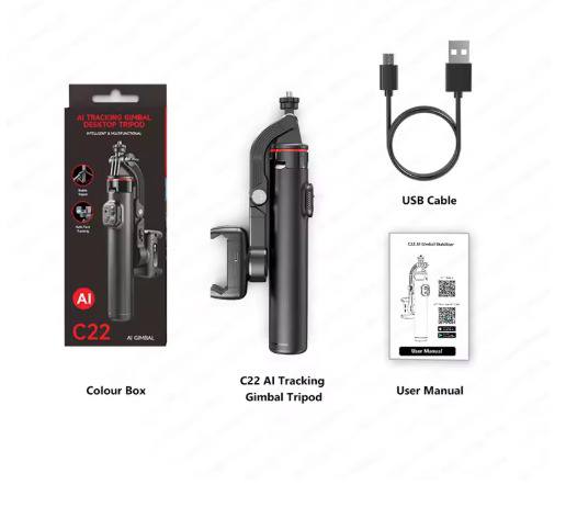 C22 Handheld Gimbal 360° AI Face Tracking Shoot Stabilizer Tripod with Multifunction Remote